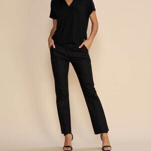 NWOT Mos Mosh Ellen Night Pant Classic Trouser Women Black Straight Leg Mid Rise